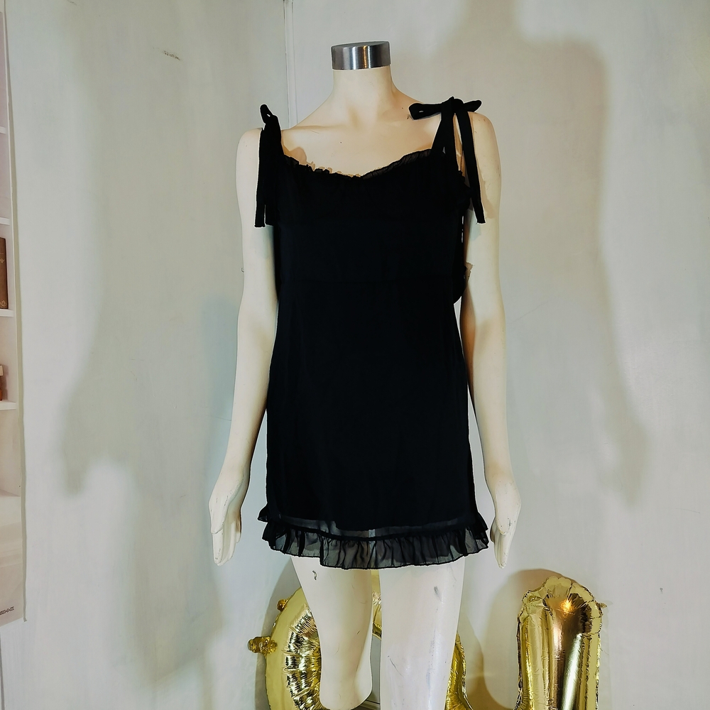 & Other Stories Black Mini Dress with Bow Details
